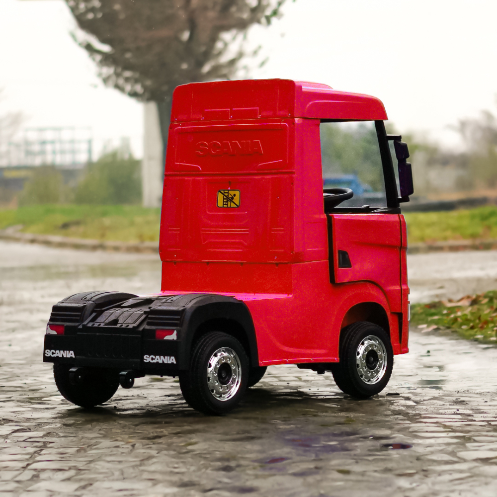 Camion electric pentru copii, SCANIA R-SERIES, tractiune 4x4, 180W, 12V 14Ah, echipare premium, rosu [8]