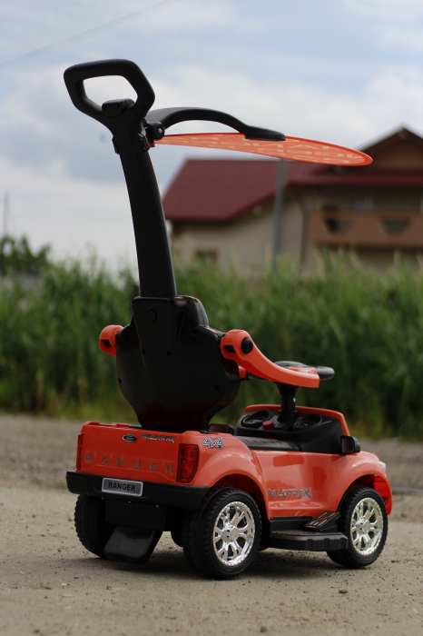 Licensed electric ride-on stroller for children Ford Ranger 3 in 1, standard equiped, orange [4]