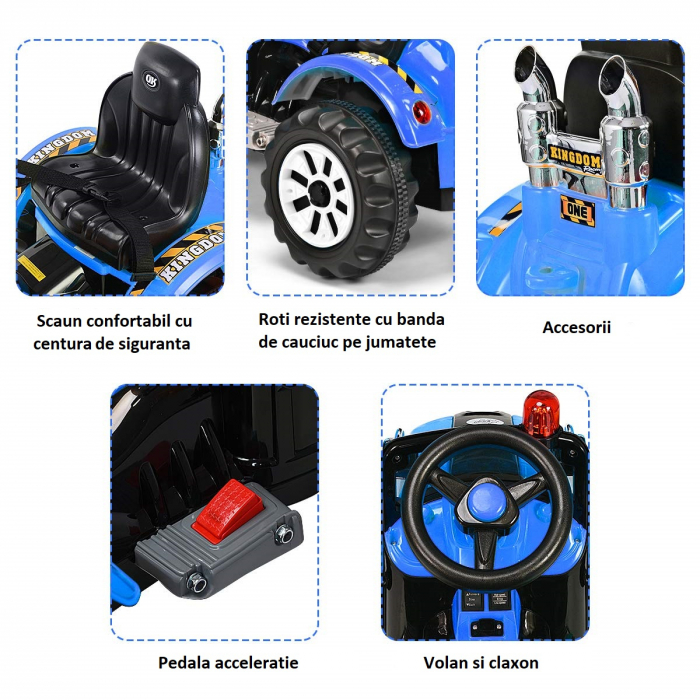 Children Ride On electric excavator for 3-6 years, 90W, 12V, standard, blue color [13]