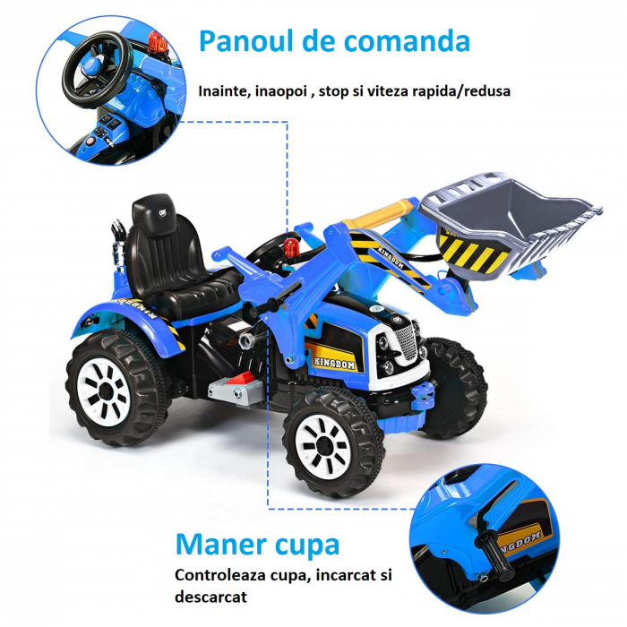 Children Ride On electric excavator for 3-6 years, 90W, 12V, standard, blue color [11]