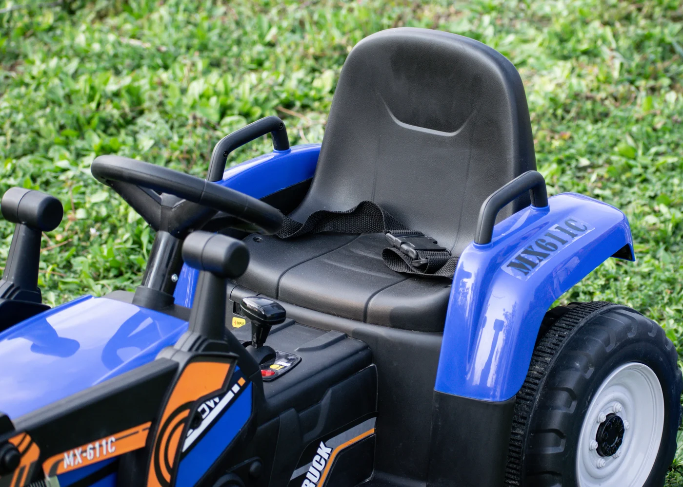 Ride-on electric excavator for children BJ611C, 60W, 12V, bluetooth, remote control included, blue [3]