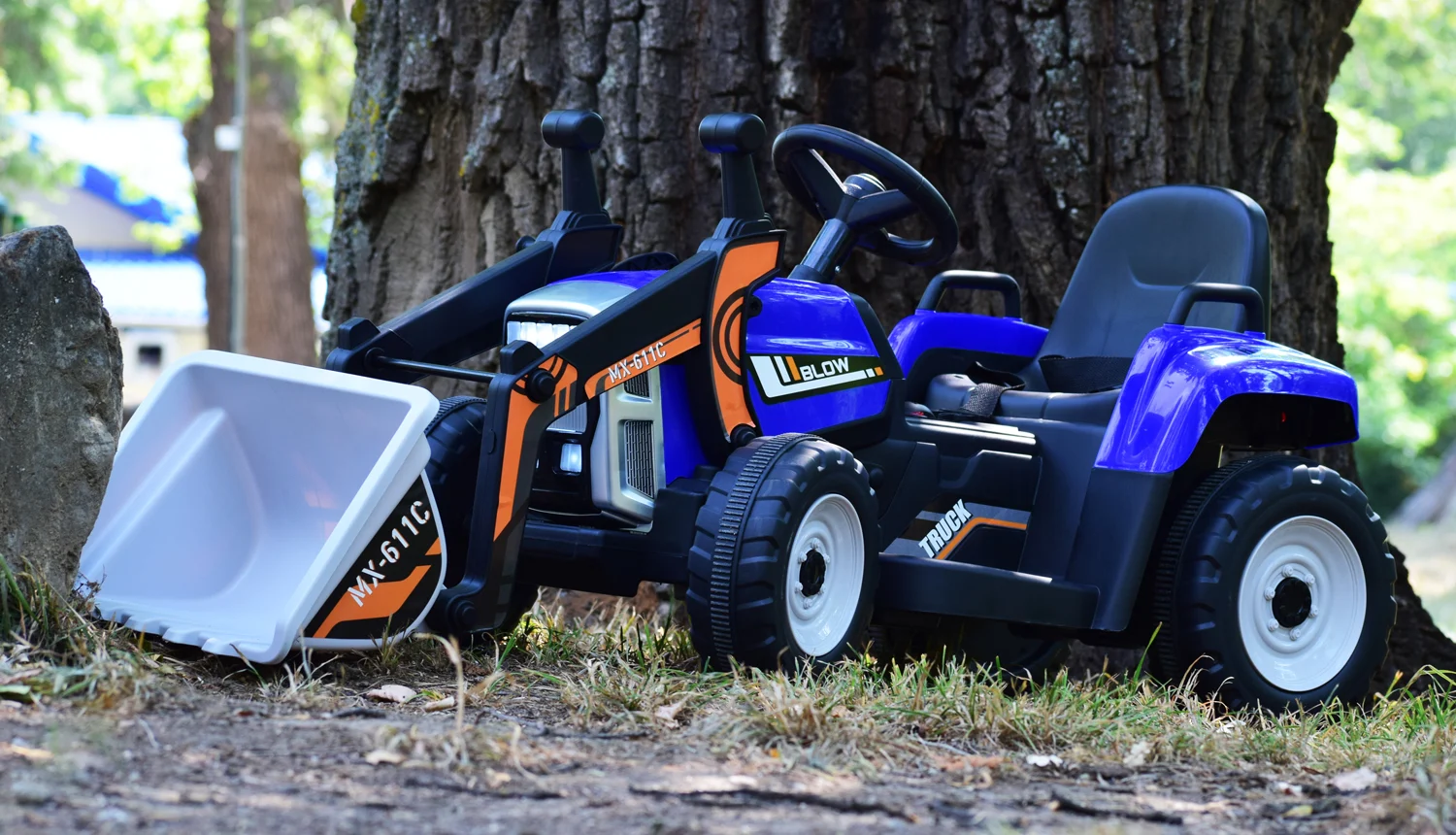 Ride-on electric excavator for children BJ611C, 60W, 12V, bluetooth, remote control included, blue [2]