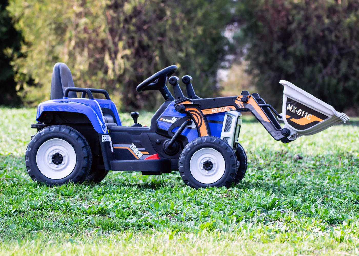 Ride-on electric excavator for children BJ611C, 60W, 12V, bluetooth, remote control included, blue [6]