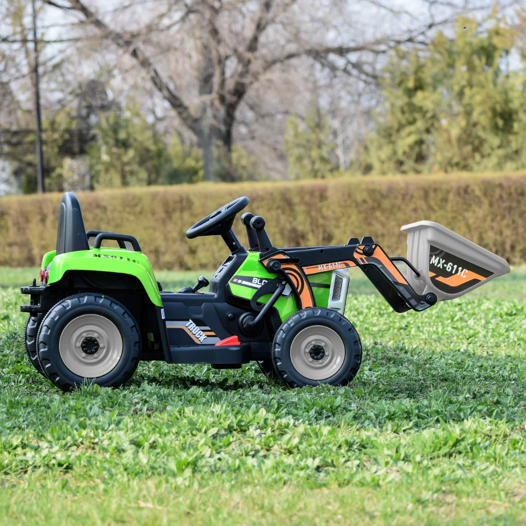Excavator electric pentru copii BJ611C, 60W, 12V, bluetooth, verde [3]