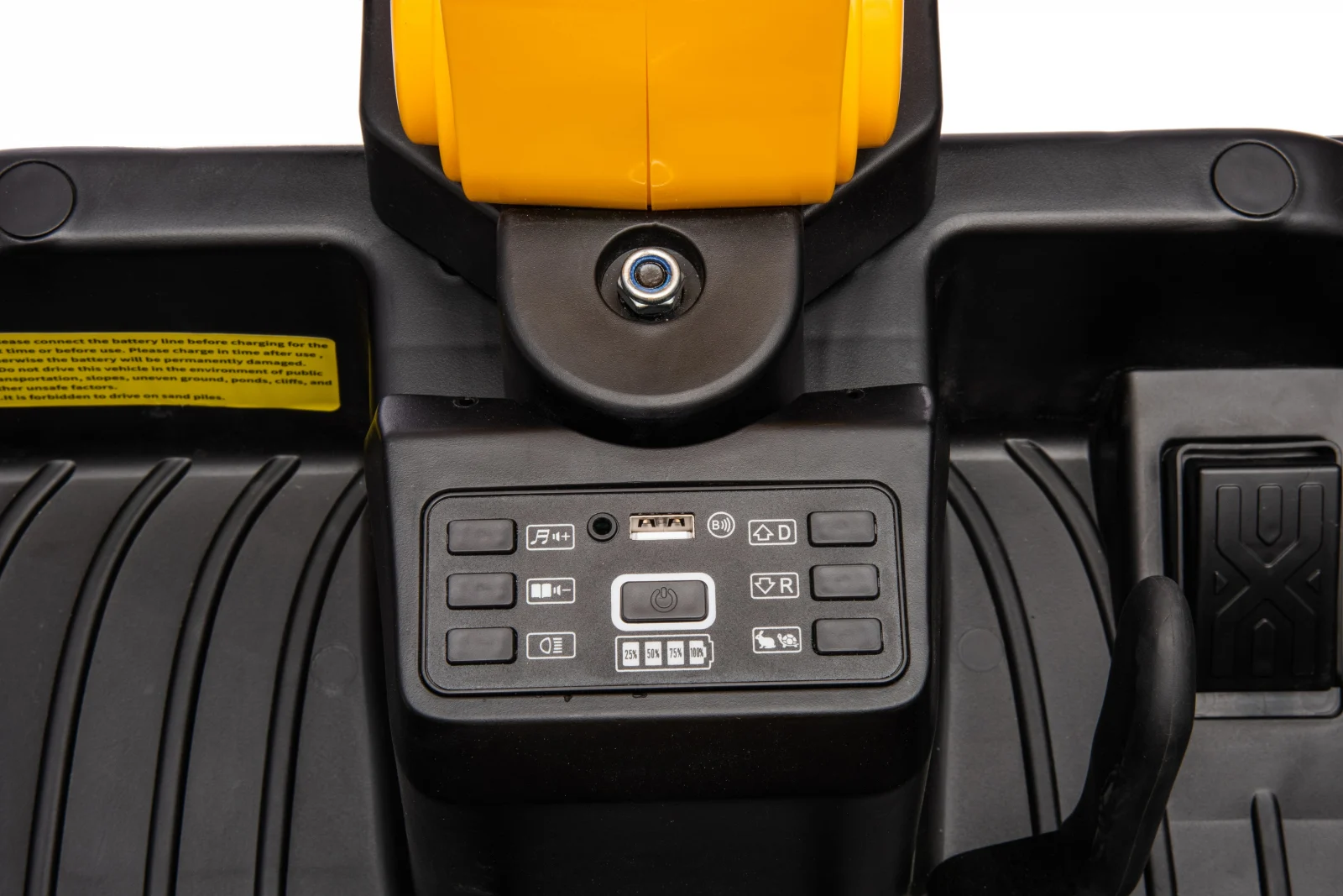 Electric ride-on excavator for children, X7 model, leather seat, remote control included, 12V, 110W, yellow [26]