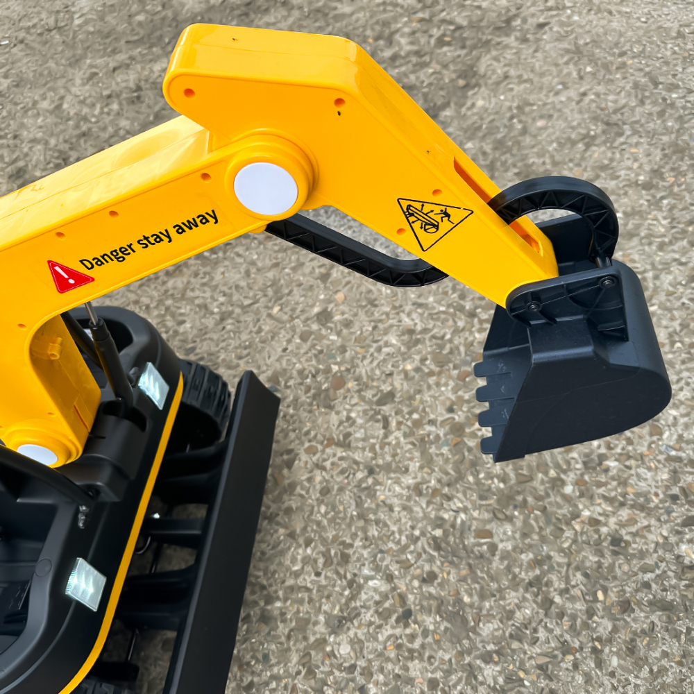 Electric ride-on excavator for children, X7 model, leather seat, remote control included, 12V, 110W, yellow [12]