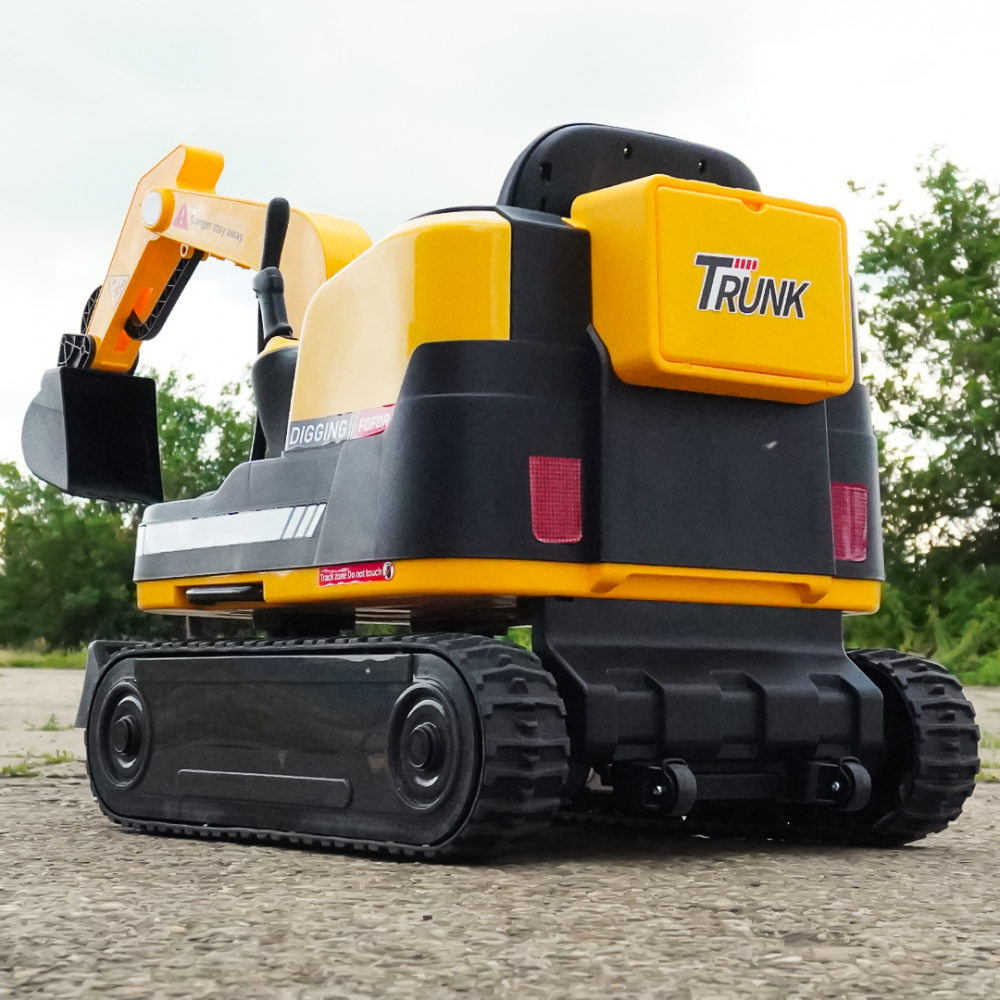 Electric ride-on excavator for children, X7 model, leather seat, remote control included, 12V, 110W, yellow [7]