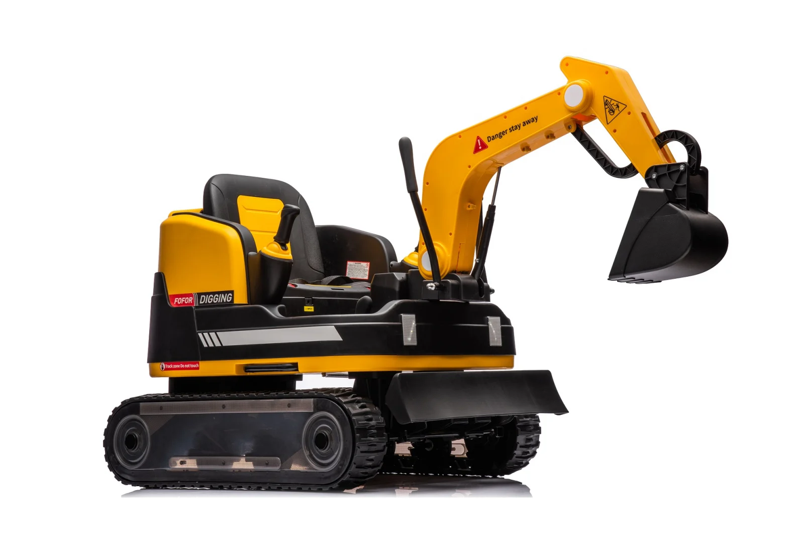 Electric ride-on excavator for children, X7 model, leather seat, remote control included, 12V, 110W, yellow [20]