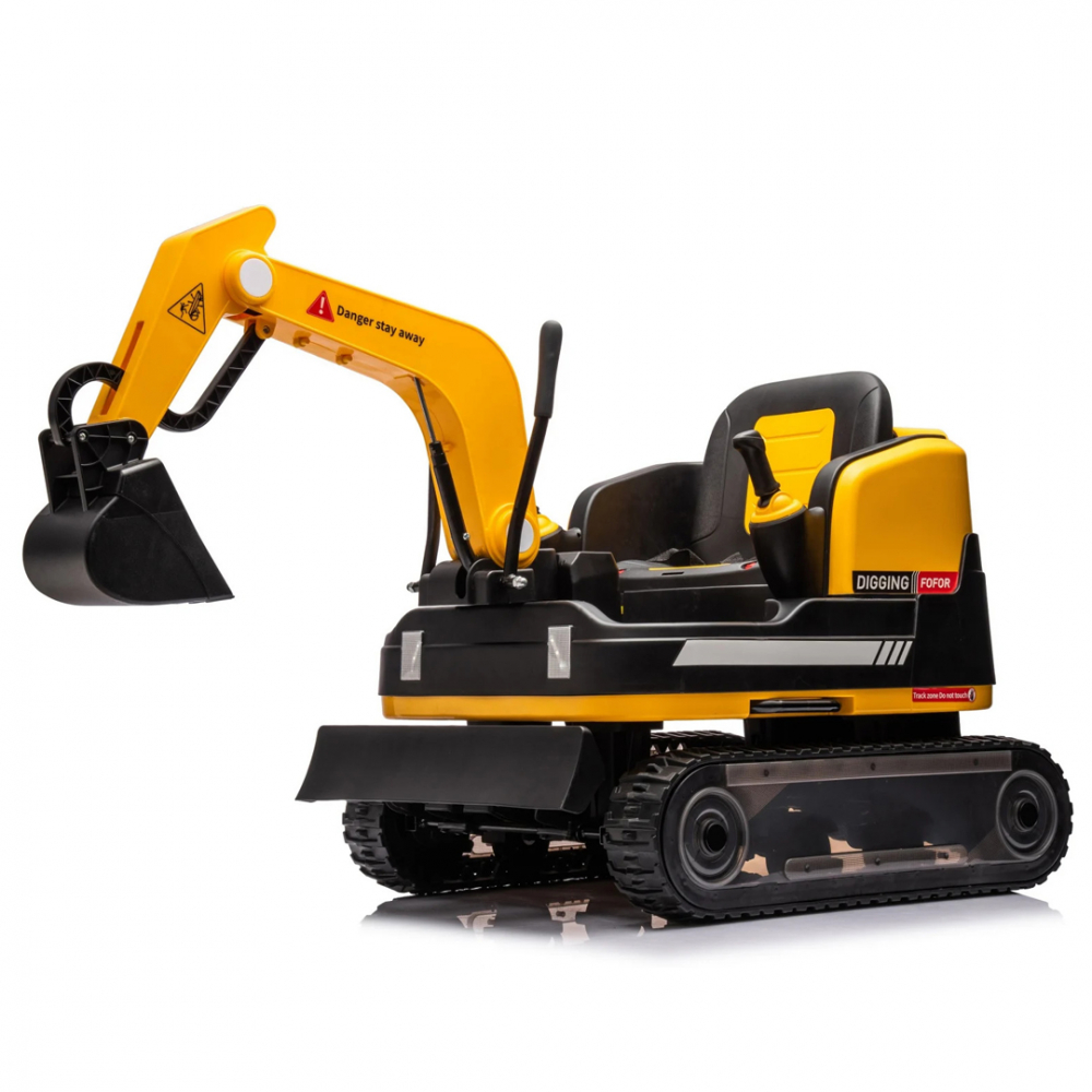 Electric ride-on excavator for children, X7 model, leather seat, remote control included, 12V, 110W, yellow [1]