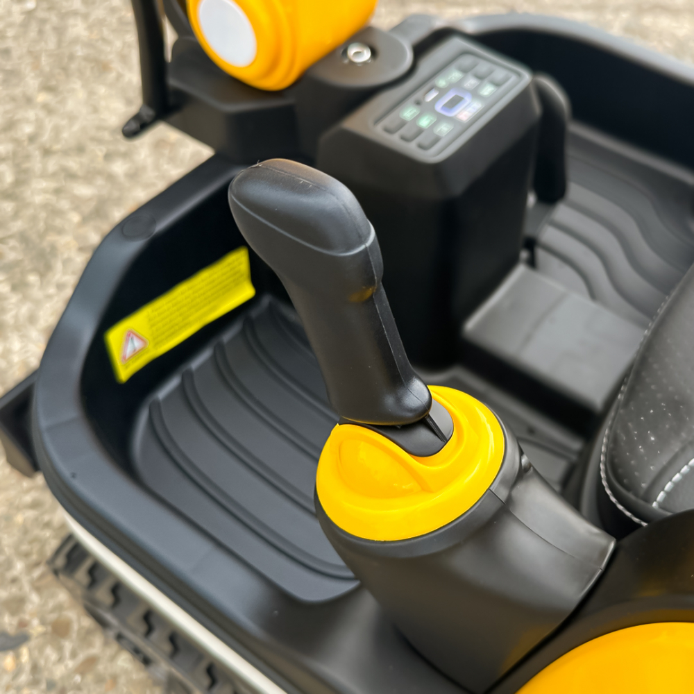 Electric ride-on excavator for children, X7 model, leather seat, remote control included, 12V, 110W, yellow [13]
