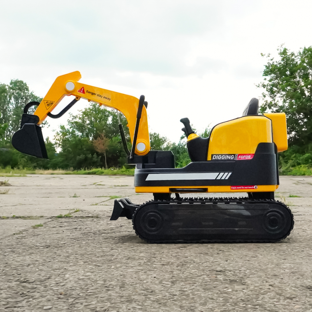 Electric ride-on excavator for children, X7 model, leather seat, remote control included, 12V, 110W, yellow [8]