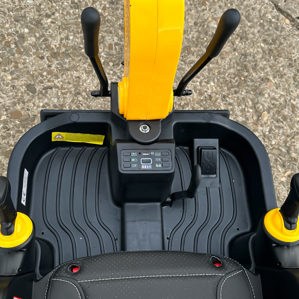 Electric ride-on excavator for children, X7 model, leather seat, remote control included, 12V, 110W, yellow [16]