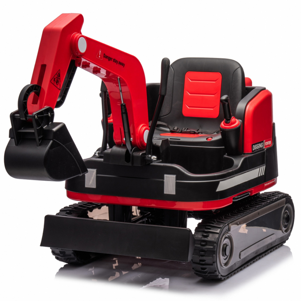 Excavator electric pentru copii model X7 cu scaun tapitat, telecomanda, 110W, 12V, rosu [1]