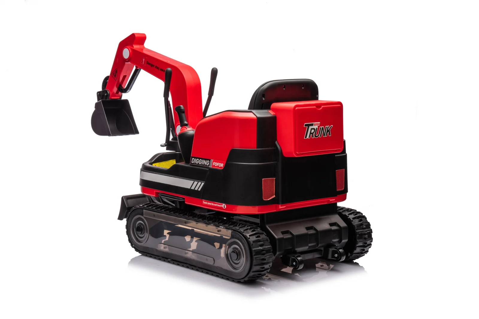 Excavator electric pentru copii model X7 cu scaun tapitat, telecomanda, 110W, 12V, rosu [11]