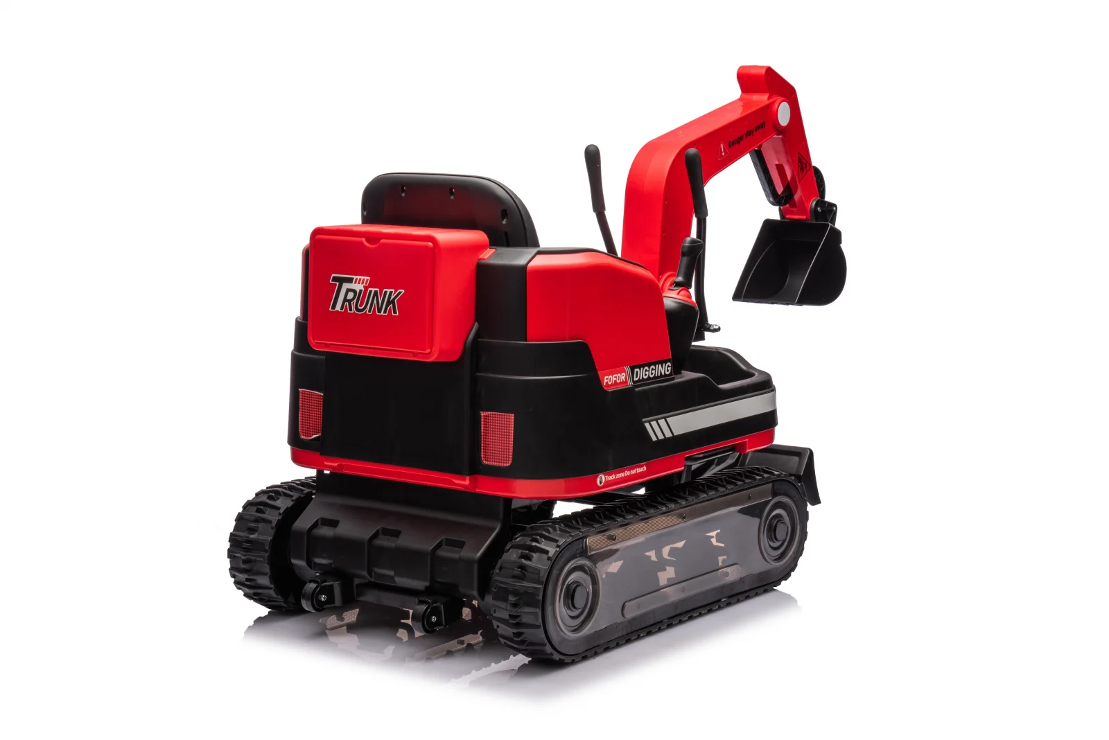 Excavator electric pentru copii model X7 cu scaun tapitat, telecomanda, 110W, 12V, rosu [8]