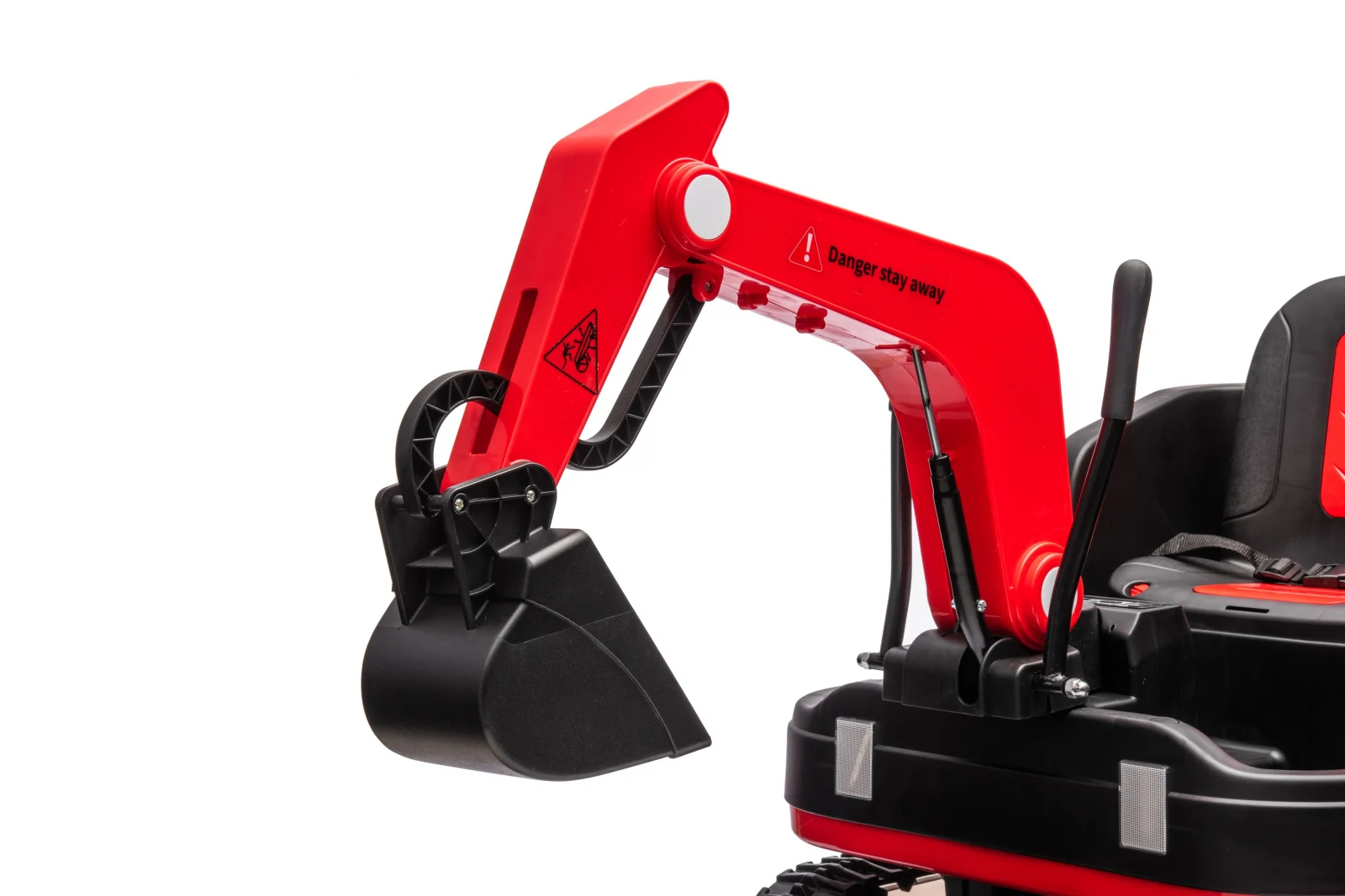 Excavator electric pentru copii model X7 cu scaun tapitat, telecomanda, 110W, 12V, rosu [7]
