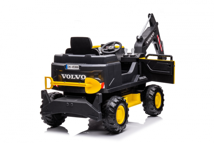 Excavator electric pentru copii Volvo 90W 12V, incarcator actionat electric, scaun tapitat, galben [4]