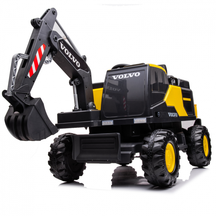 Excavator electric pentru copii Volvo 90W 12V, incarcator actionat electric, scaun tapitat, galben [1]