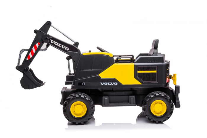 Excavator electric pentru copii Volvo 90W 12V, incarcator actionat electric, scaun tapitat, galben [8]