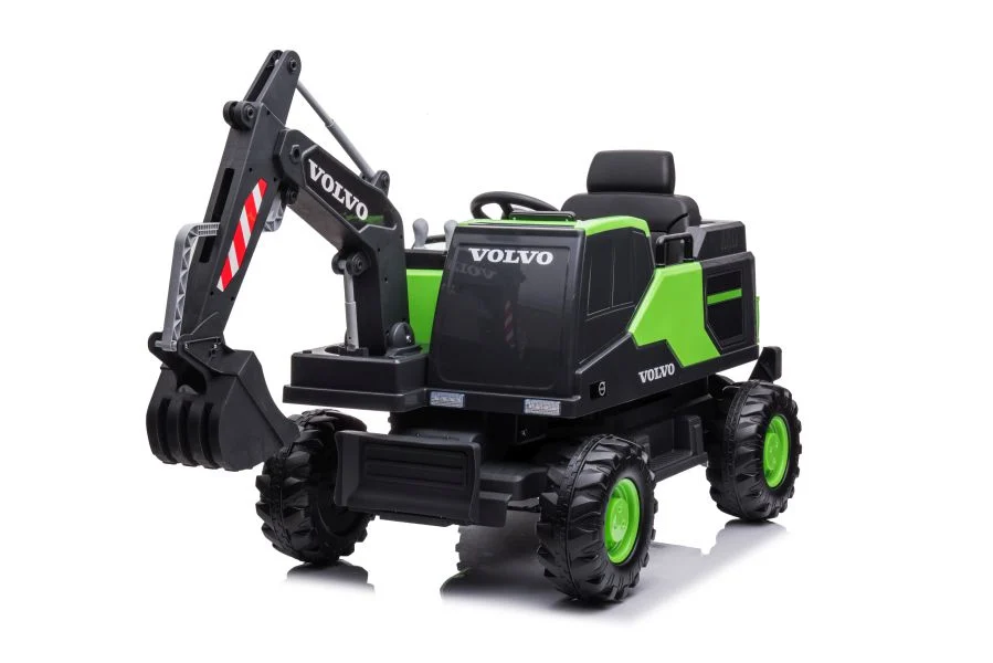 Electric ride on excavator for children Volvo 90W 12V, electric charger, upholstered seat, green [6]