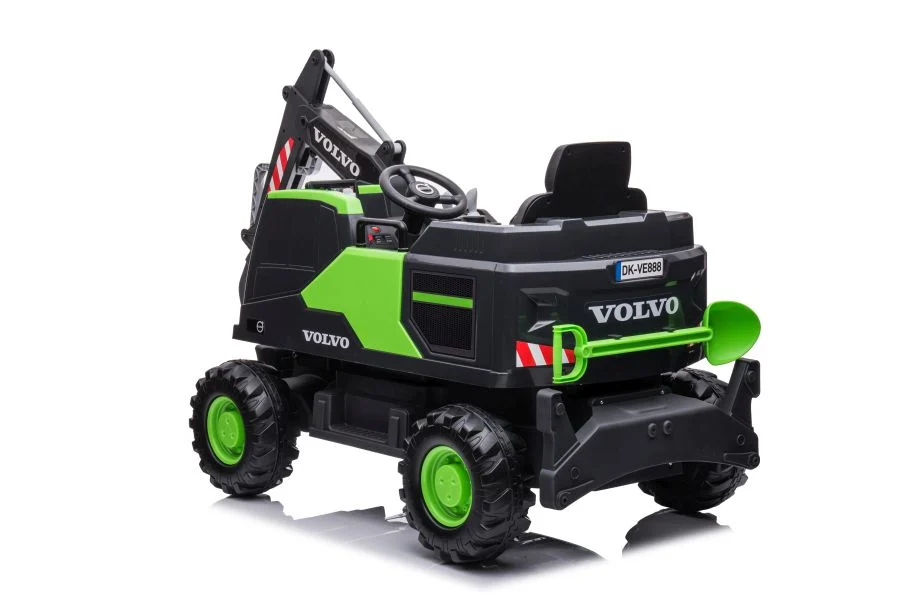Electric ride on excavator for children Volvo 90W 12V, electric charger, upholstered seat, green [5]