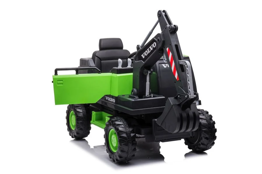 Electric ride on excavator for children Volvo 90W 12V, electric charger, upholstered seat, green [2]