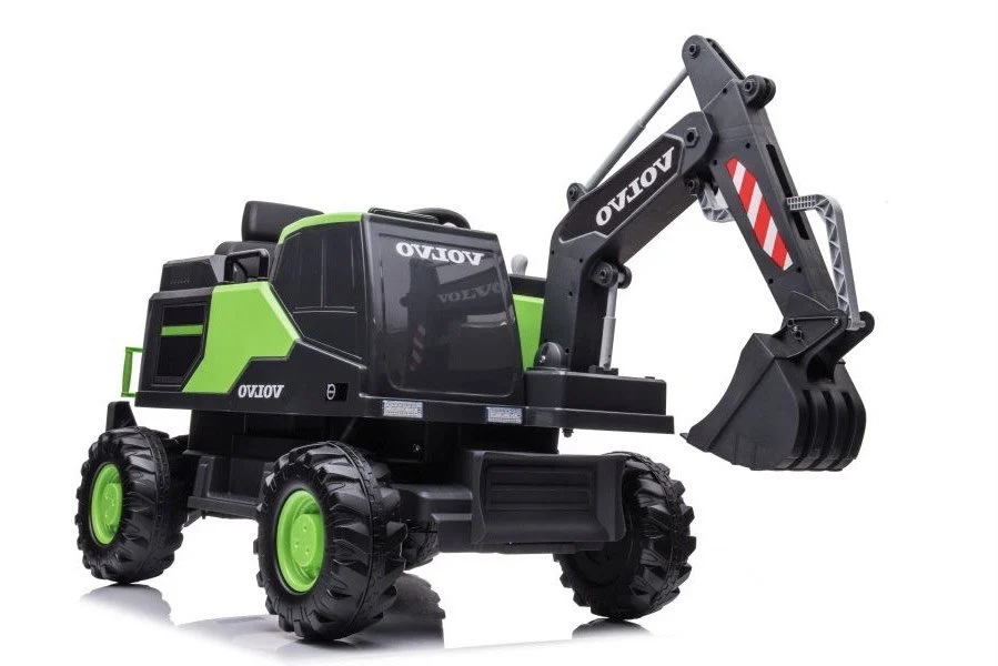 Electric ride on excavator for children Volvo 90W 12V, electric charger, upholstered seat, green [4]
