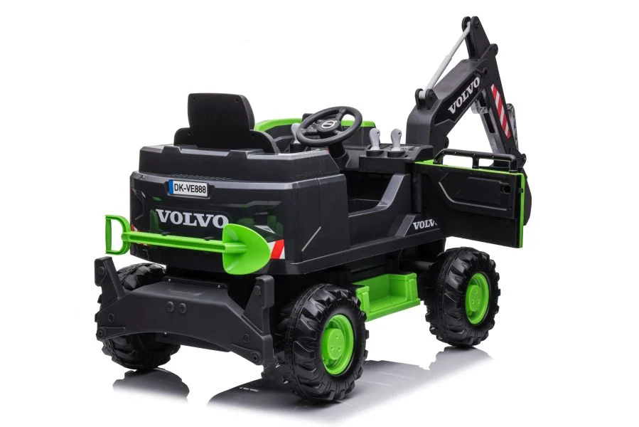 Electric ride on excavator for children Volvo 90W 12V, electric charger, upholstered seat, green [3]