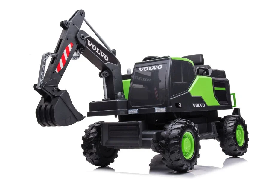 Electric ride on excavator for children Volvo 90W 12V, electric charger, upholstered seat, green [9]