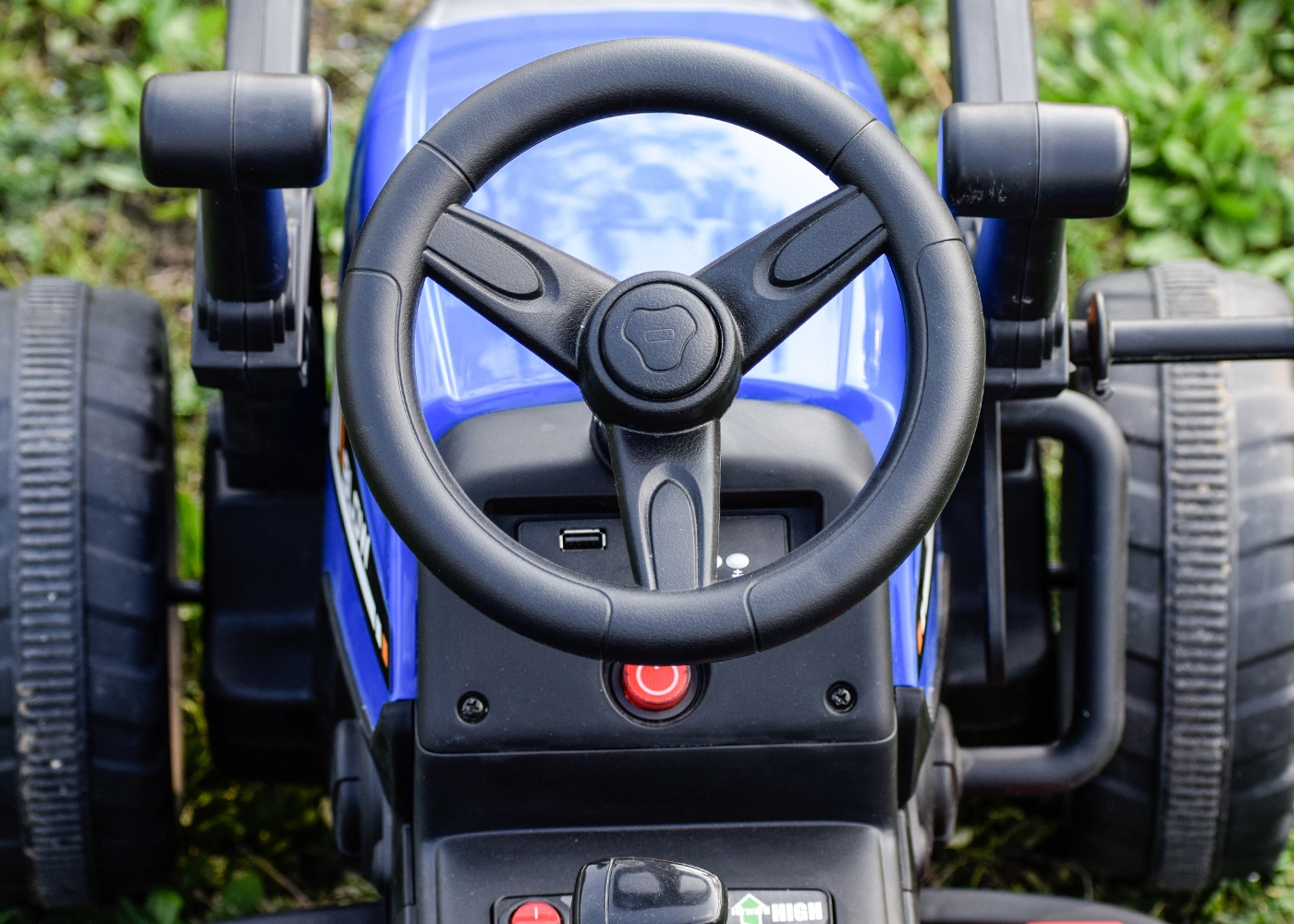 Excavator electric + remorca Farm Traktor 60W 12V RC, Bluetooth, albastru [7]