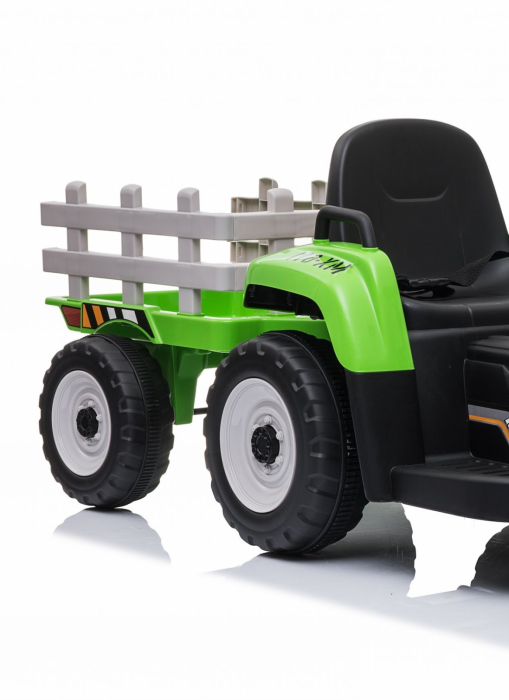 Electric ride on Excavator for Kids with Trailer, Farm Traktor, 60W 12V RC, Bluetooth, green [4]