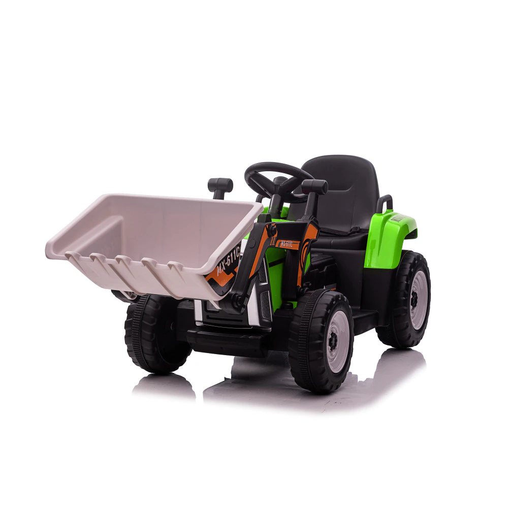 Electric ride on Excavator for Kids with Trailer, Farm Traktor, 60W 12V RC, Bluetooth, green [5]