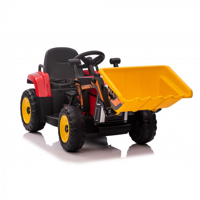 Ride on electric excavator with trailer for children, Farm Traktor 60W 12V RC, bluetooth, red [9]
