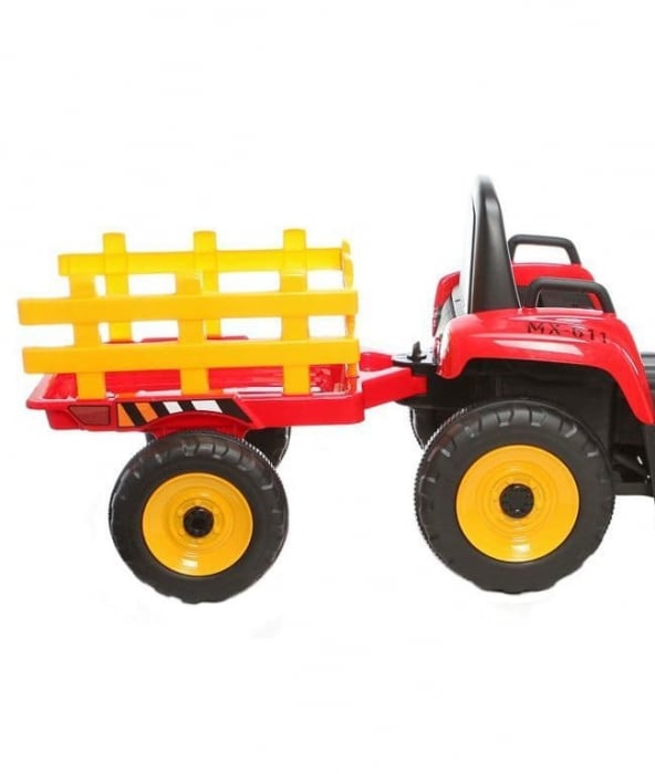 Ride on electric excavator with trailer for children, Farm Traktor 60W 12V RC, bluetooth, red [3]