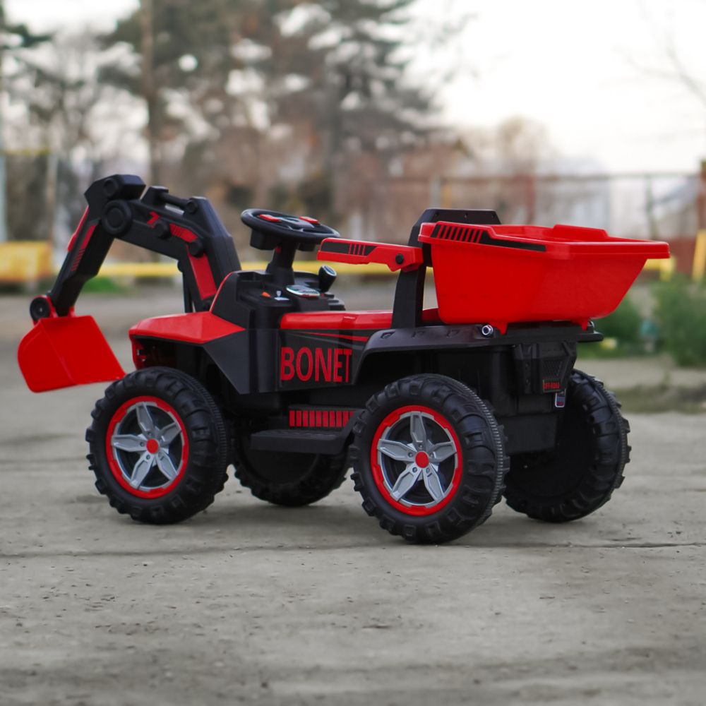 Excavator  pentru copii cu bascula electrica, model Bonet, 60W 12V, telecomanda, rosu [5]