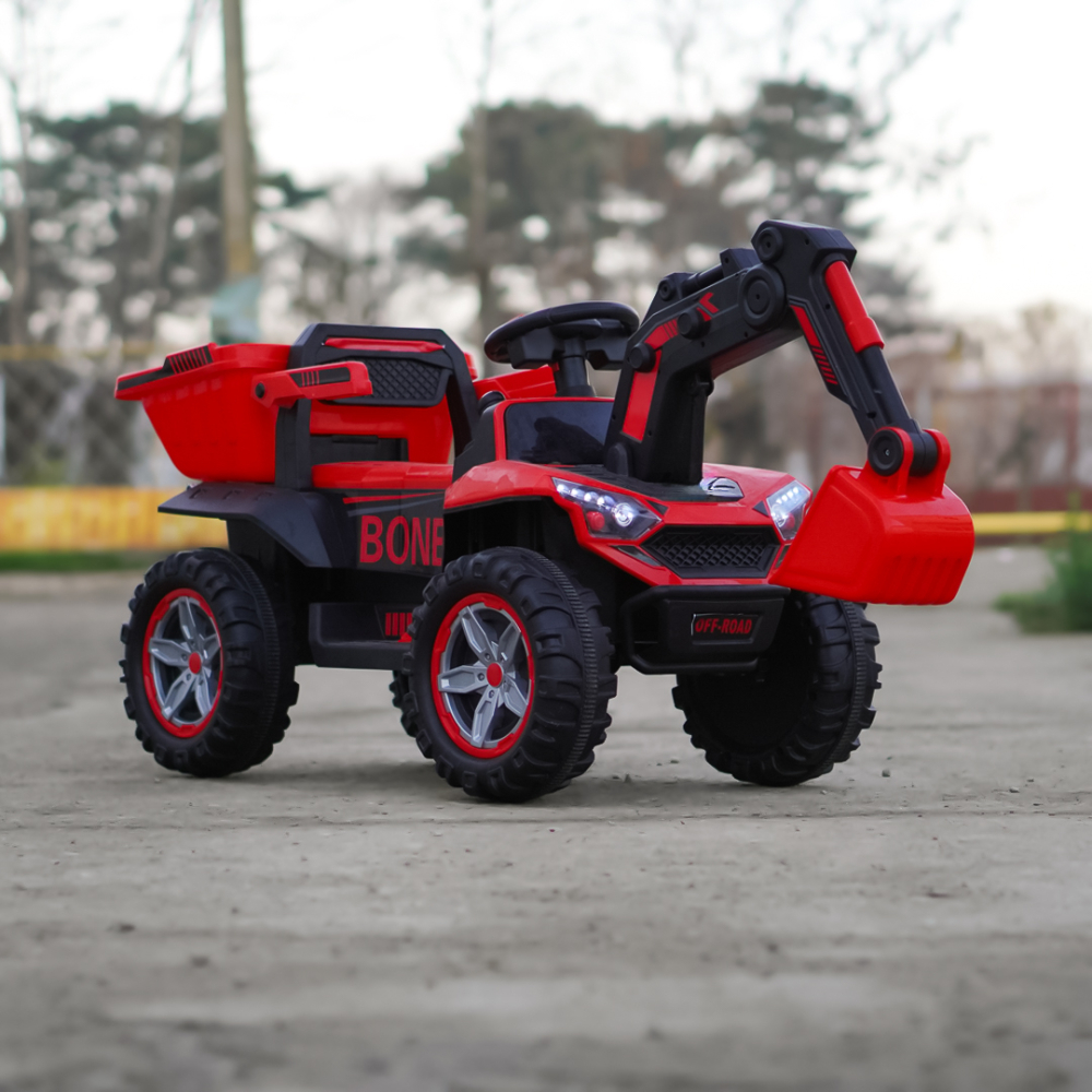 Excavator  pentru copii cu bascula electrica, model Bonet, 60W 12V, telecomanda, rosu [10]