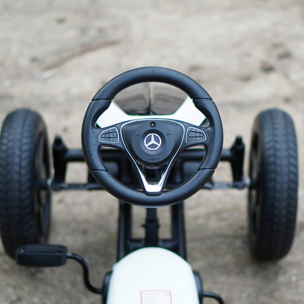 Licensed ride-on GO Kart Mercedes with pedals, solid rubber wheels, adjustable seat, safety belt, white [13]