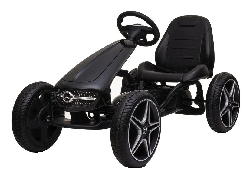 GO Kart cu pedale de la Mercedes, roti cauciuc solid, scaun reglabil, centura de siguranta, negru [6]