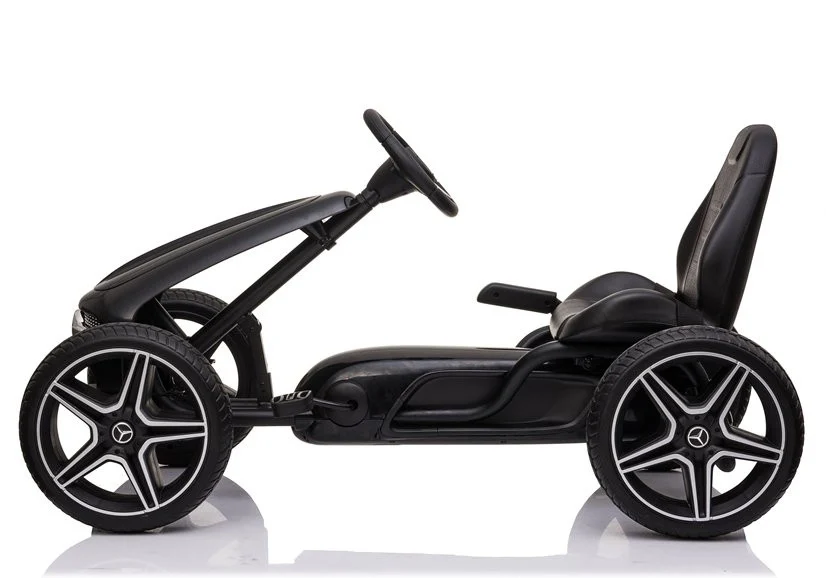 GO Kart cu pedale de la Mercedes, roti cauciuc solid, scaun reglabil, centura de siguranta, negru [2]