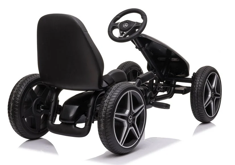 GO Kart cu pedale de la Mercedes, roti cauciuc solid, scaun reglabil, centura de siguranta, negru [4]