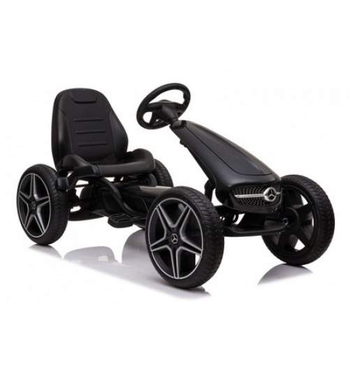 GO Kart cu pedale de la Mercedes, roti cauciuc solid, scaun reglabil, centura de siguranta, negru [1]