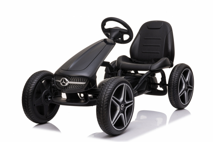 GO Kart cu pedale de la Mercedes, roti cauciuc solid, scaun reglabil, centura de siguranta, negru [8]