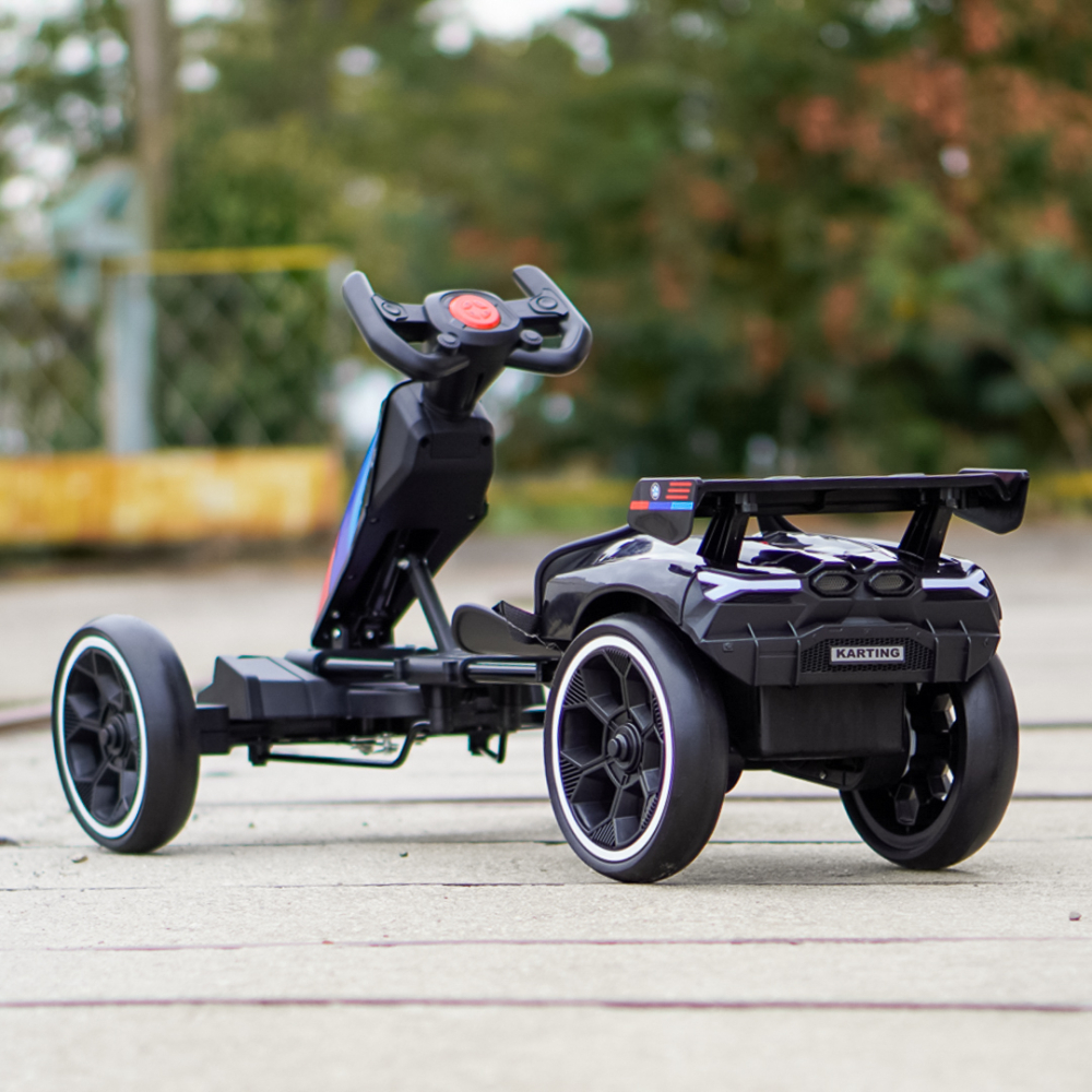 Go-Kart electric 3-7 ani, 70W, 12V 4.5Ah,  roti moi si telecomanda, negru [7]