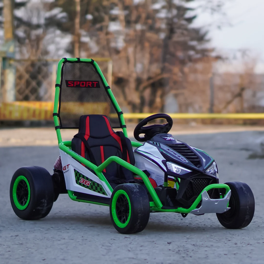Go-Kart electric cu functie DRIFT, 4-8 ani, 300W, 24V 10Ah, scaun tapitat, verde [4]