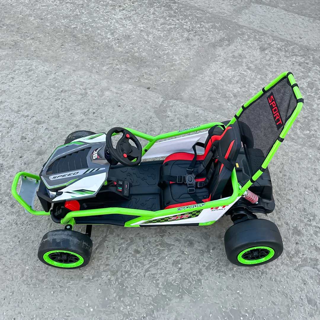 Go-Kart electric cu functie DRIFT, 4-8 ani, 300W, 24V 10Ah, scaun tapitat, verde [2]