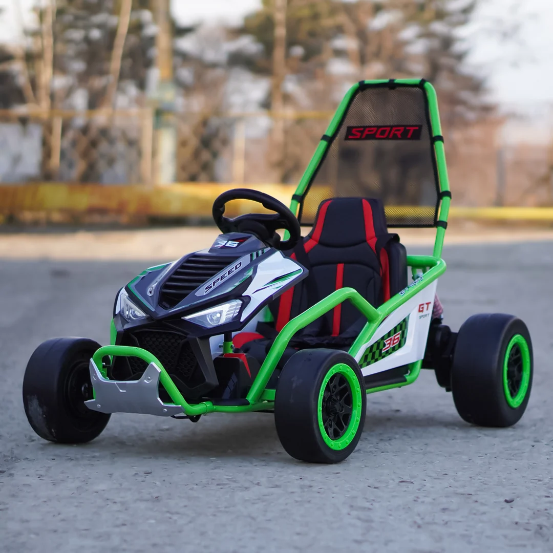 Go-Kart electric cu functie DRIFT, 4-8 ani, 300W, 24V 10Ah, scaun tapitat, verde [8]