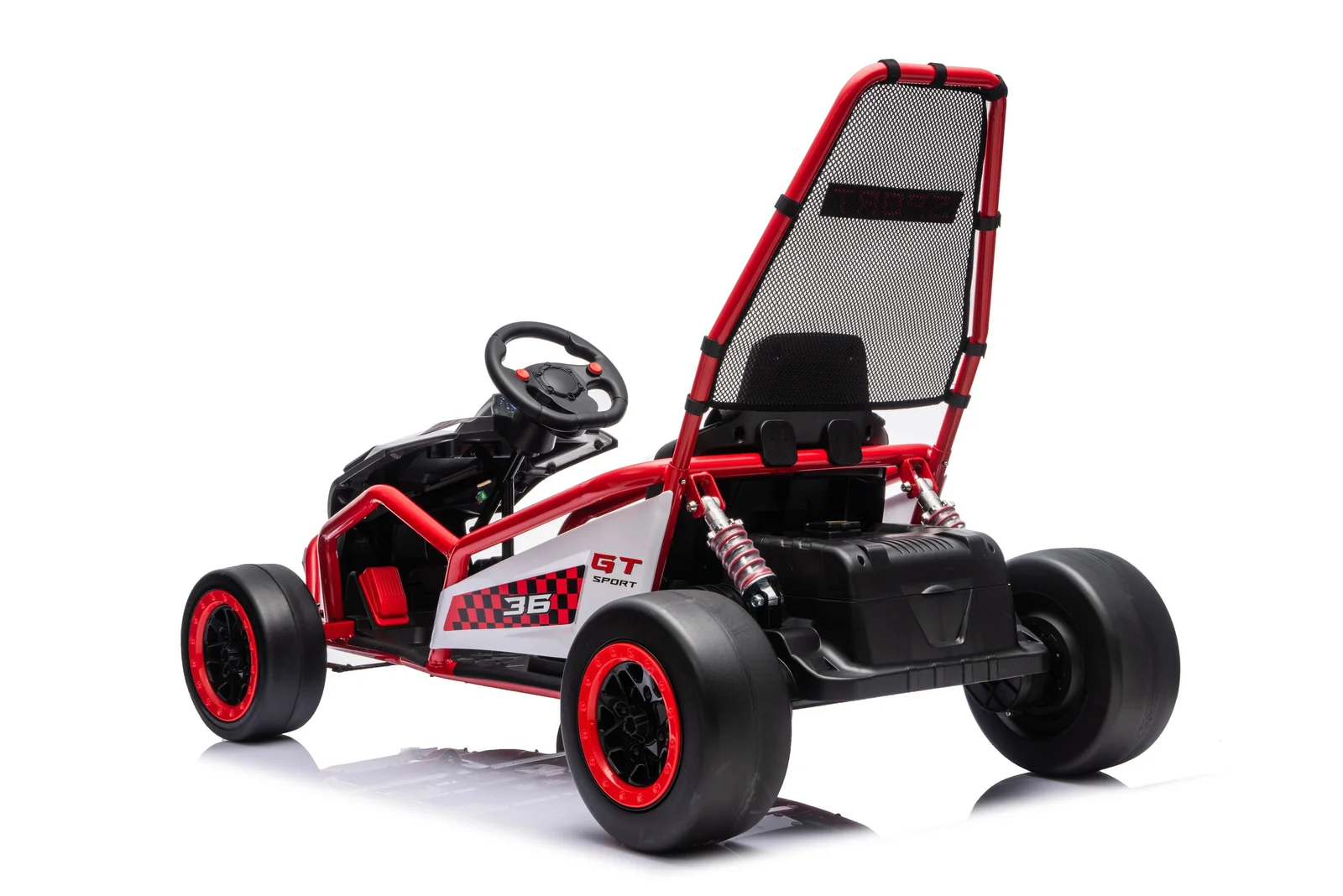 Go-Kart electric cu functie DRIFT, 4-8 ani, 300W, 24V 10Ah, scaun tapitat, rosu [5]