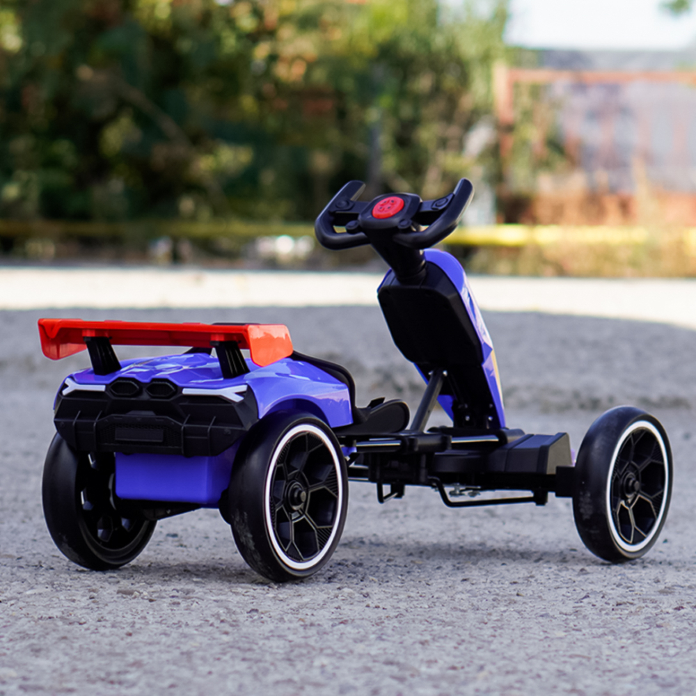 Go-Kart electric pentru copii 3-7 ani, 70W, 12V, cu roti moi si telecomanda inclusa, albastru [6]