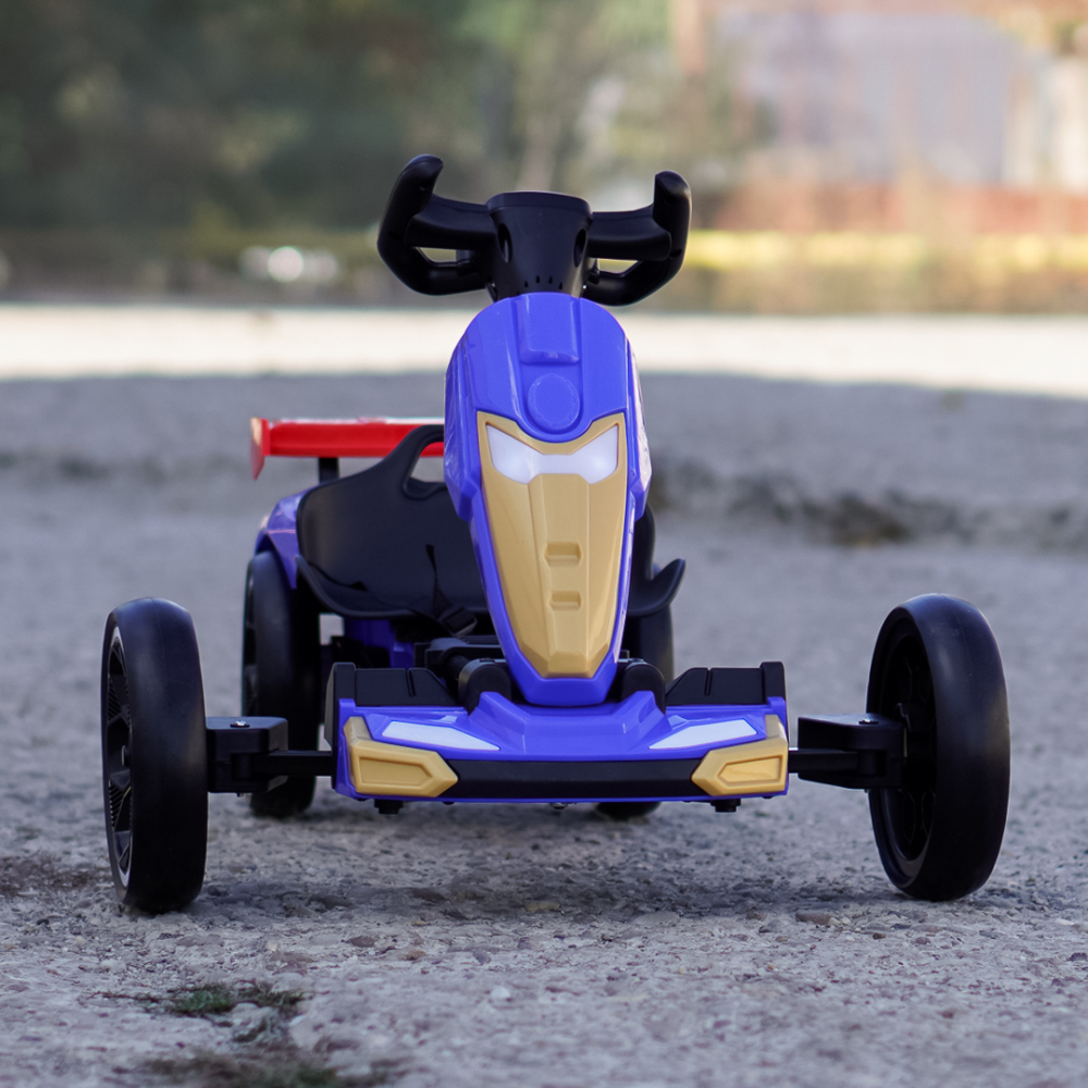 Go-Kart electric pentru copii 3-7 ani, 70W, 12V, cu roti moi si telecomanda inclusa, albastru [2]