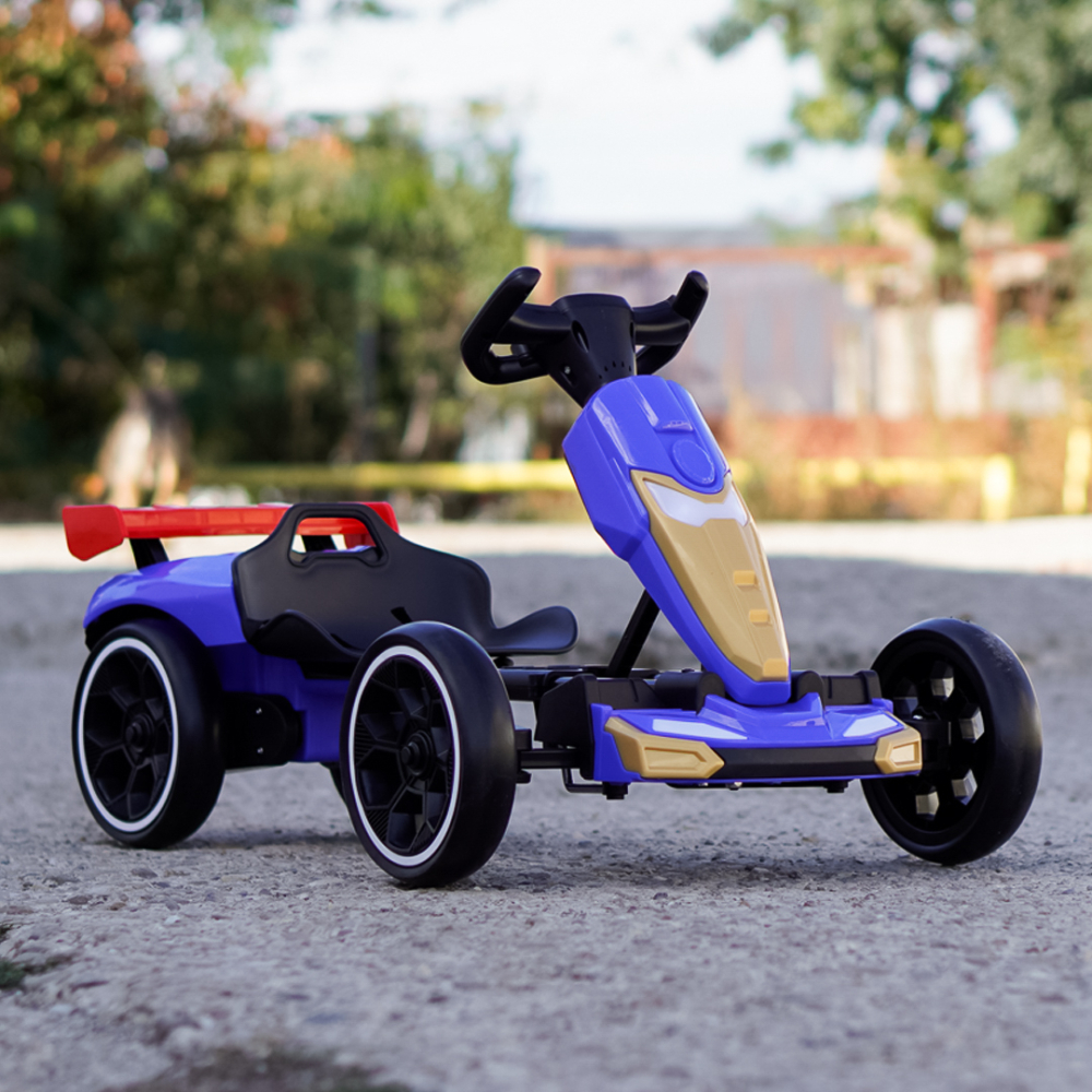 Go-Kart electric pentru copii 3-7 ani, 70W, 12V, cu roti moi si telecomanda inclusa, albastru [3]